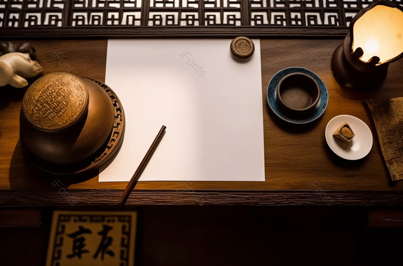 窗前桌上摆放的空白宣纸和月饼,高清,摄影图,摄影图片,图片大全,摄影图免费下载